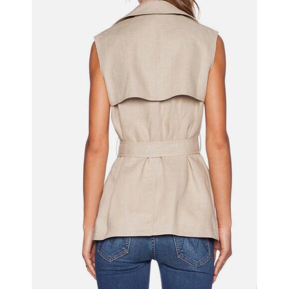 Theory Women's Katara Linen Vest Belted Sleeveless Flax Safari Natural Women's L - Picture 5 of 14
